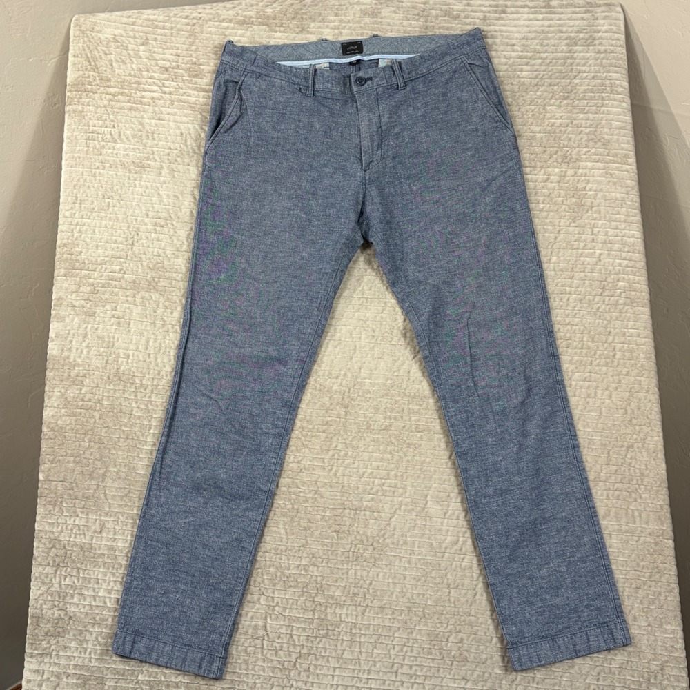 J.Crew 484 Slim Fit Blue Chambray Chino Pants Mens 36x32 2029579-BD01